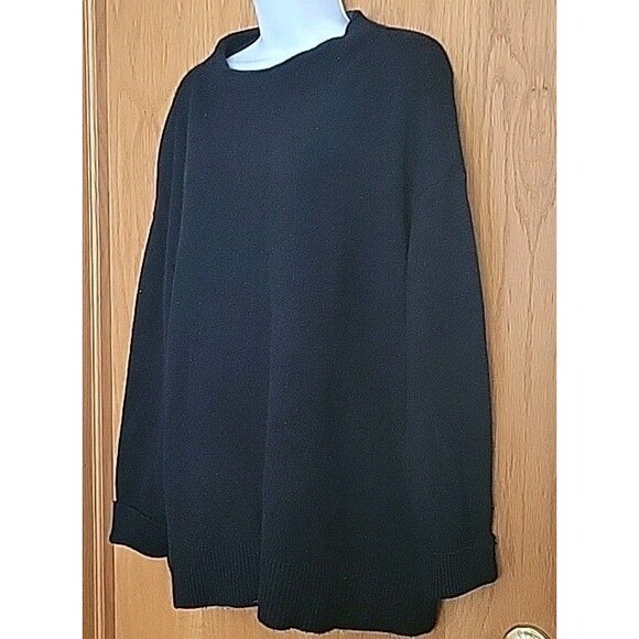 LANDS END Plus Size 2X Cashmere Sweater Black Solid Long Sleeve Capsule - Picture 7 of 10